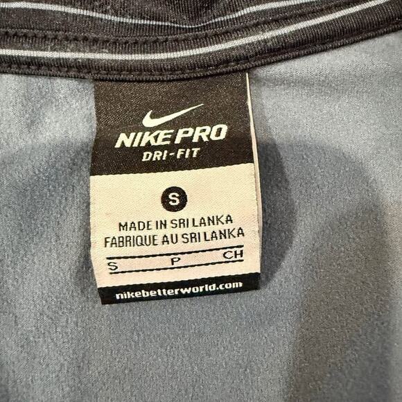 Nike Pro DriFit HalfZip Pullover Athletic Top Women Small Black Stripe Thumbhole - Picture 4 of 7